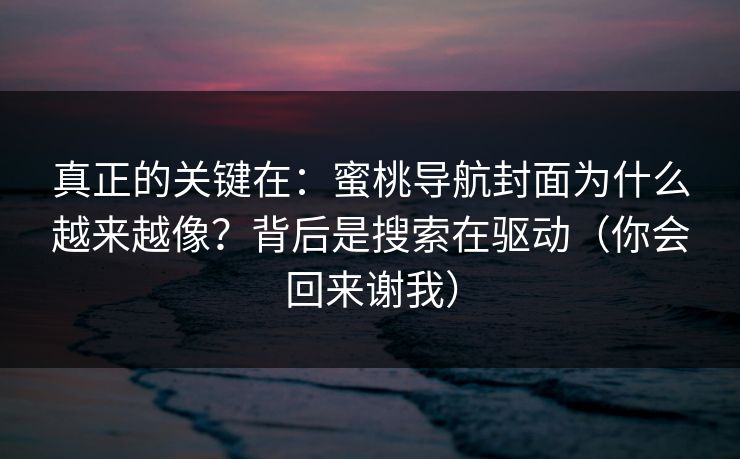 真正的关键在：蜜桃导航封面为什么越来越像？背后是搜索在驱动（你会回来谢我）
