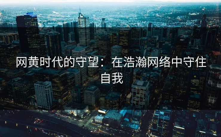 网黄时代的守望：在浩瀚网络中守住自我