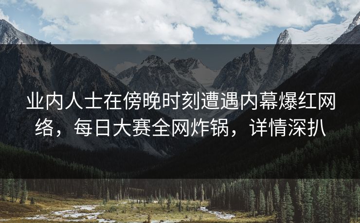 业内人士在傍晚时刻遭遇内幕爆红网络，每日大赛全网炸锅，详情深扒